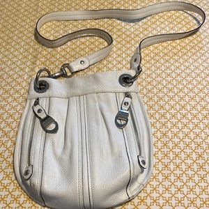 B Makowsky crossbody white leather
